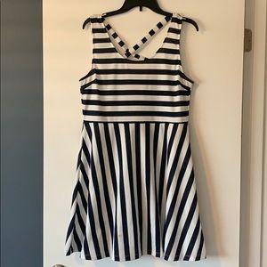 Navy and white striped dress